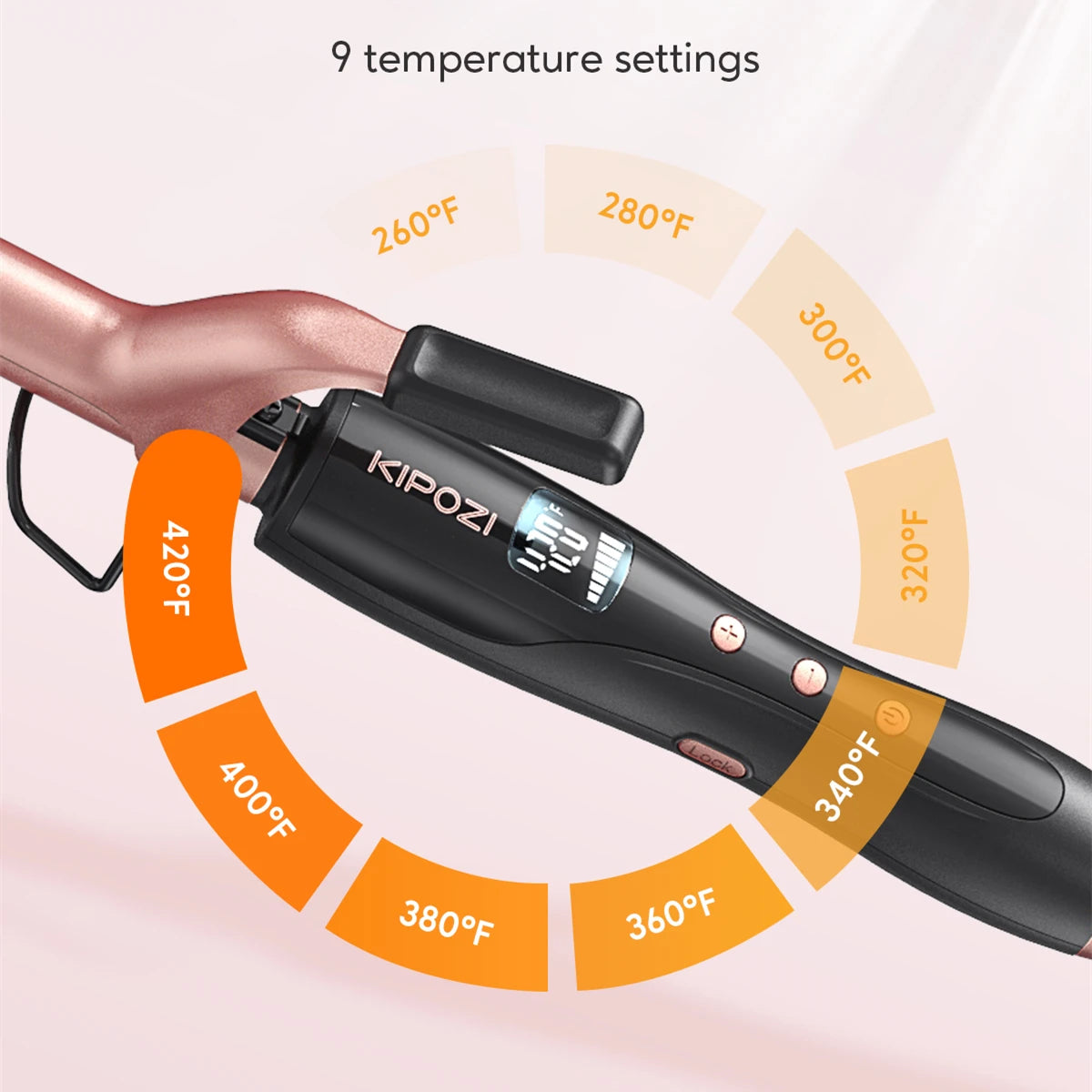 KIPOZI Professional Multifunctional Curling Iron Hair Instant Heating 60Min Auto Off Safety Tool With LCD Digital Display