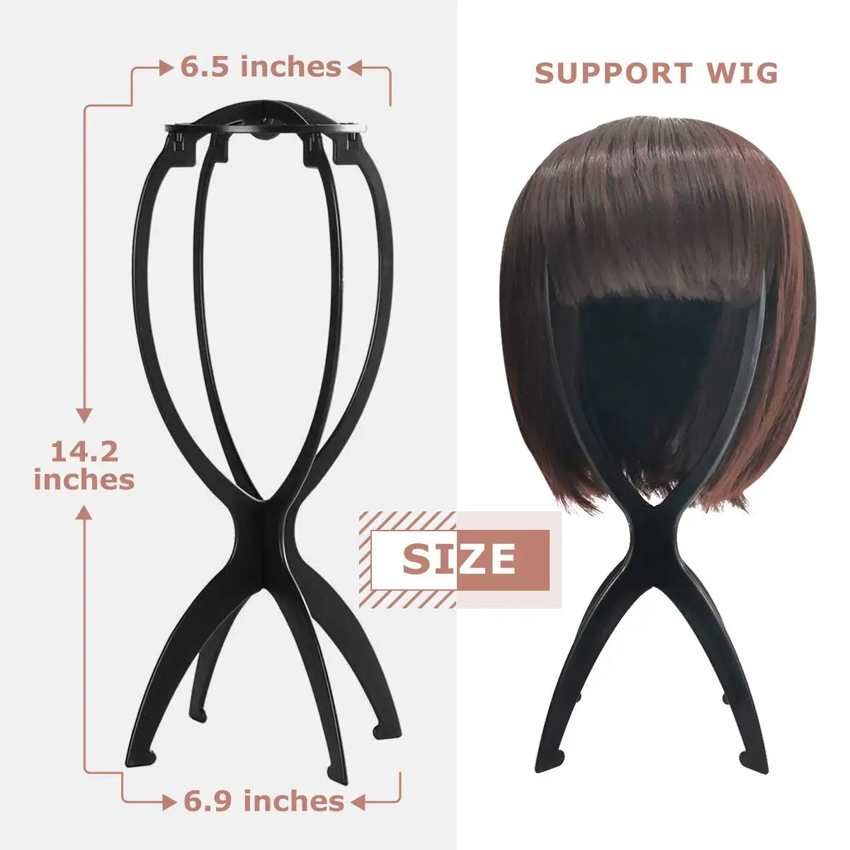 2PCS Wig Stand Collapsible Wig Holder Durable Wig Display 13.8 Inch Tool Travel Wig Stand for All Wigs