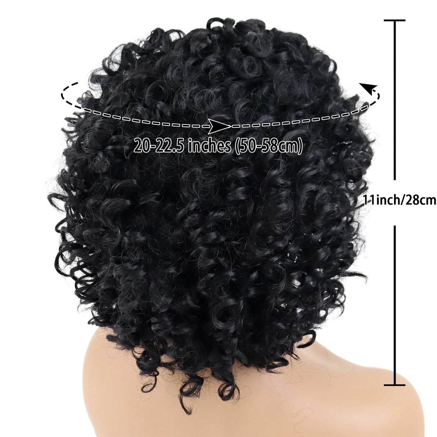 Synthetic Afro Black Curly Wigs for Women Wave African American Wig with Side Bang Natural Hairstyles Full Hair Replacement Wigs