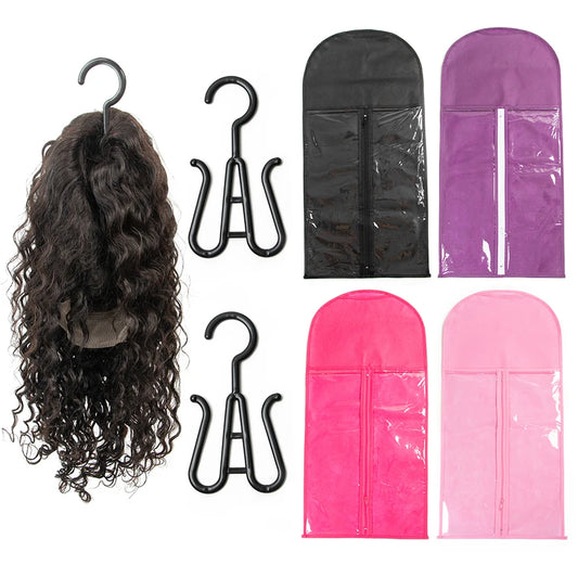 Wig storage Bags Hair Extensions Storage Bag With Hanger For lace Wigs Hair Extension Holder wig hanger With bag wig accessories